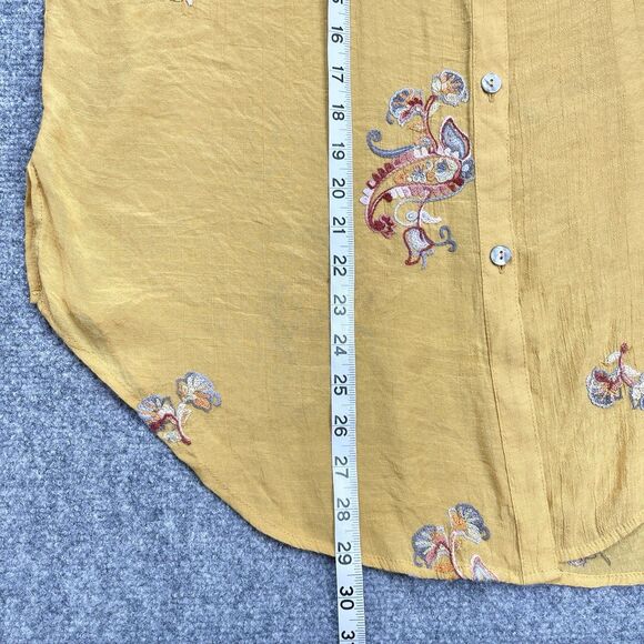Anthropologie Fig And Flower Top Size XL Embroidered Boho Roll Tab Sleeve Tunic - Picture 9 of 11